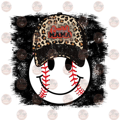 Leopard Hat Smiley Baseball Mama Distressed Transfer