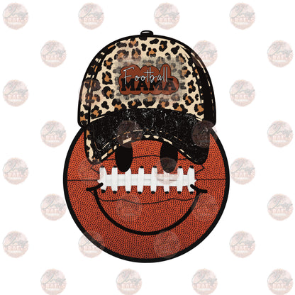 Leopard Hat Smiley Football Mama Transfer