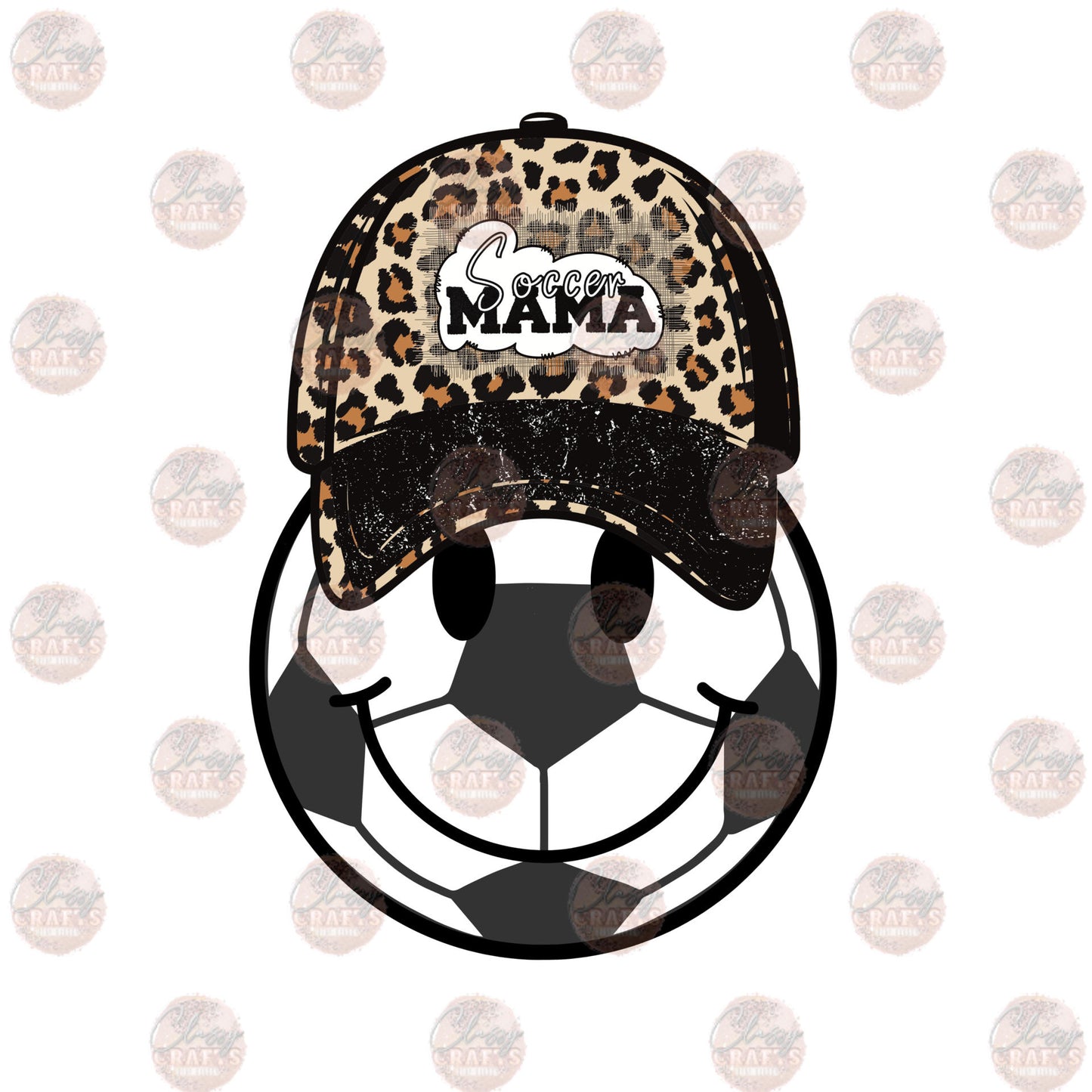 Leopard Hat Smiley Soccer Mama Transfer