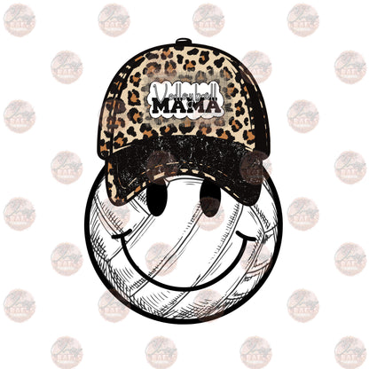 Leopard Hat Smiley Volleyball Mama Transfer