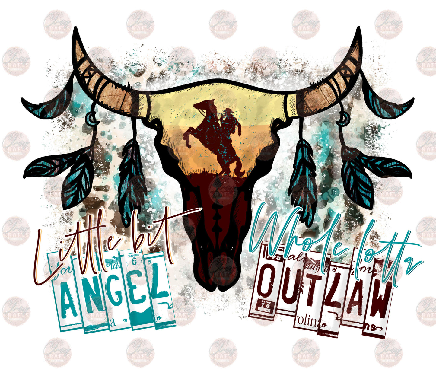 Little Bit Angel Whole Lotta Outlaw - Sublimation Transfer