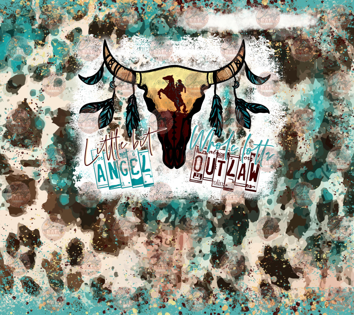 Little Bit Angel Whole Lotta Outlaw Tumbler Wrap - Sublimation Transfer