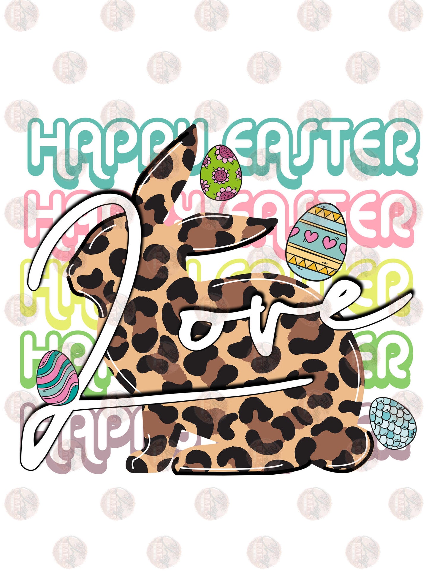 Love Leopard Bunny Transfer