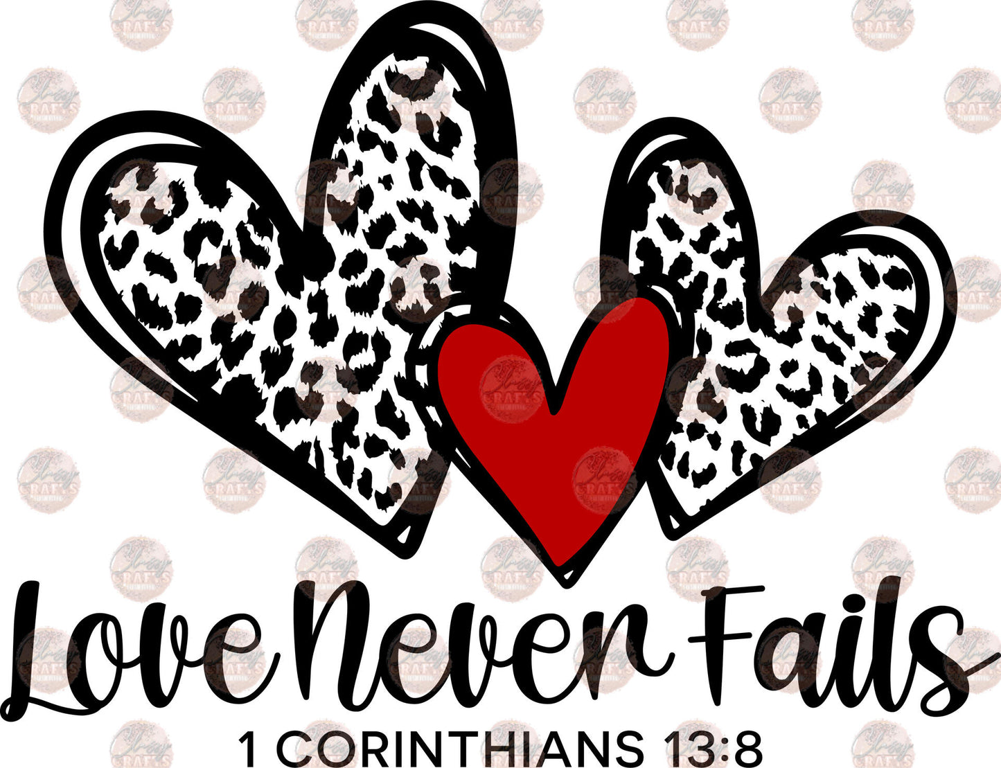 Love Never Fails Leopard Hearts Transfer