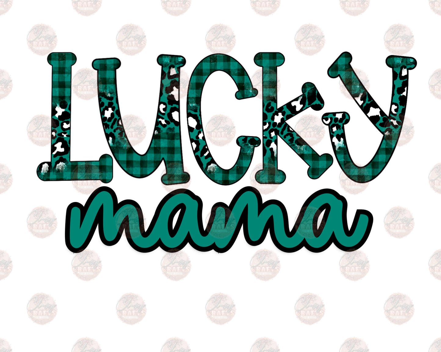 Lucky Mama Green Plaid Cheetah Transfer