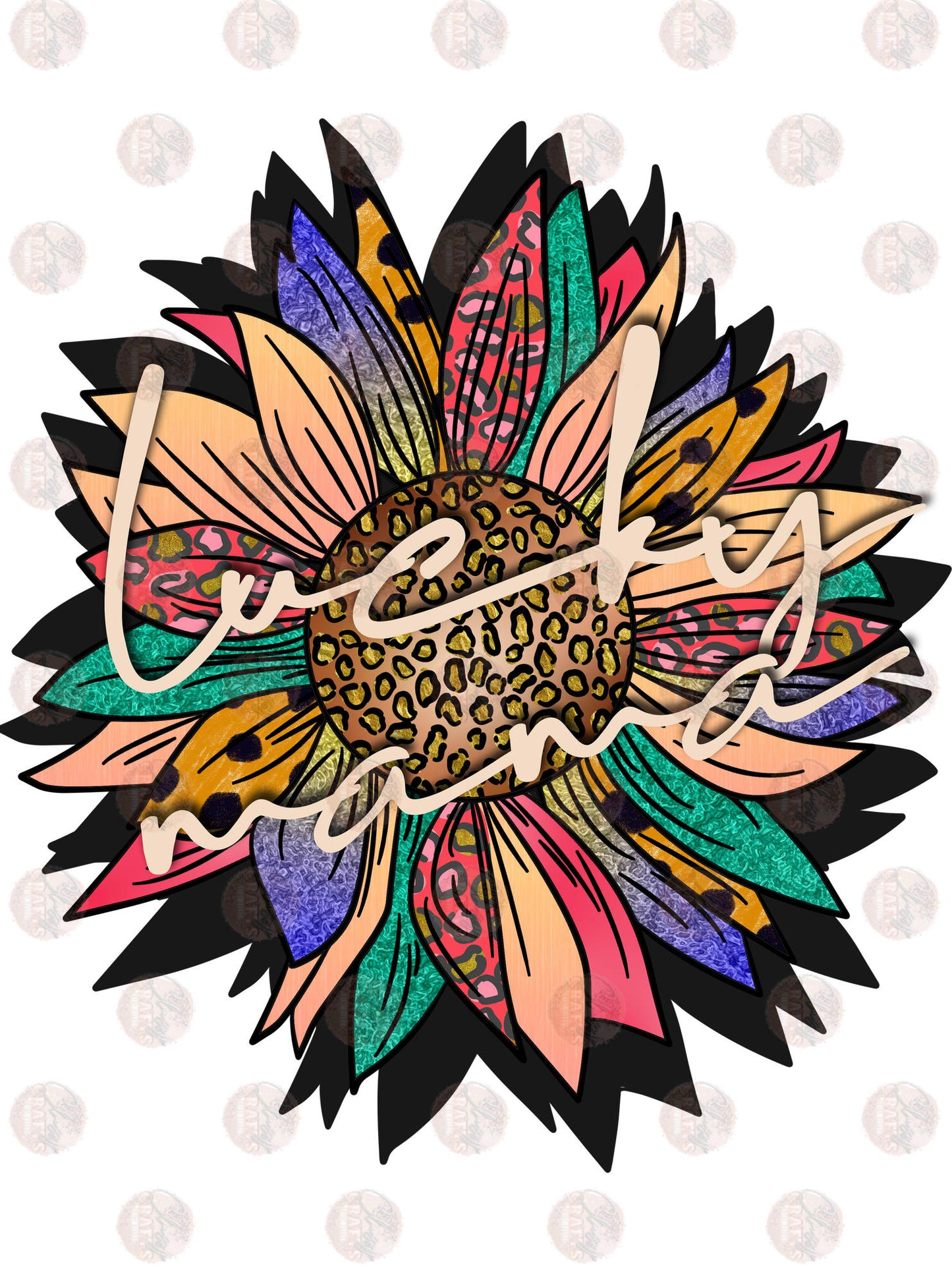 Lucky Mama Multicolor Sunflower Transfer