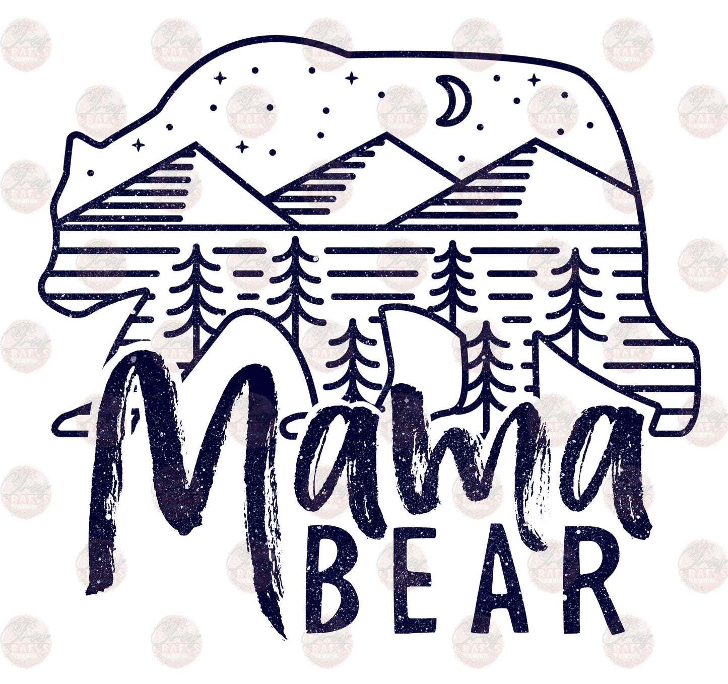 Mama Bear/ Navy Outline Transfer