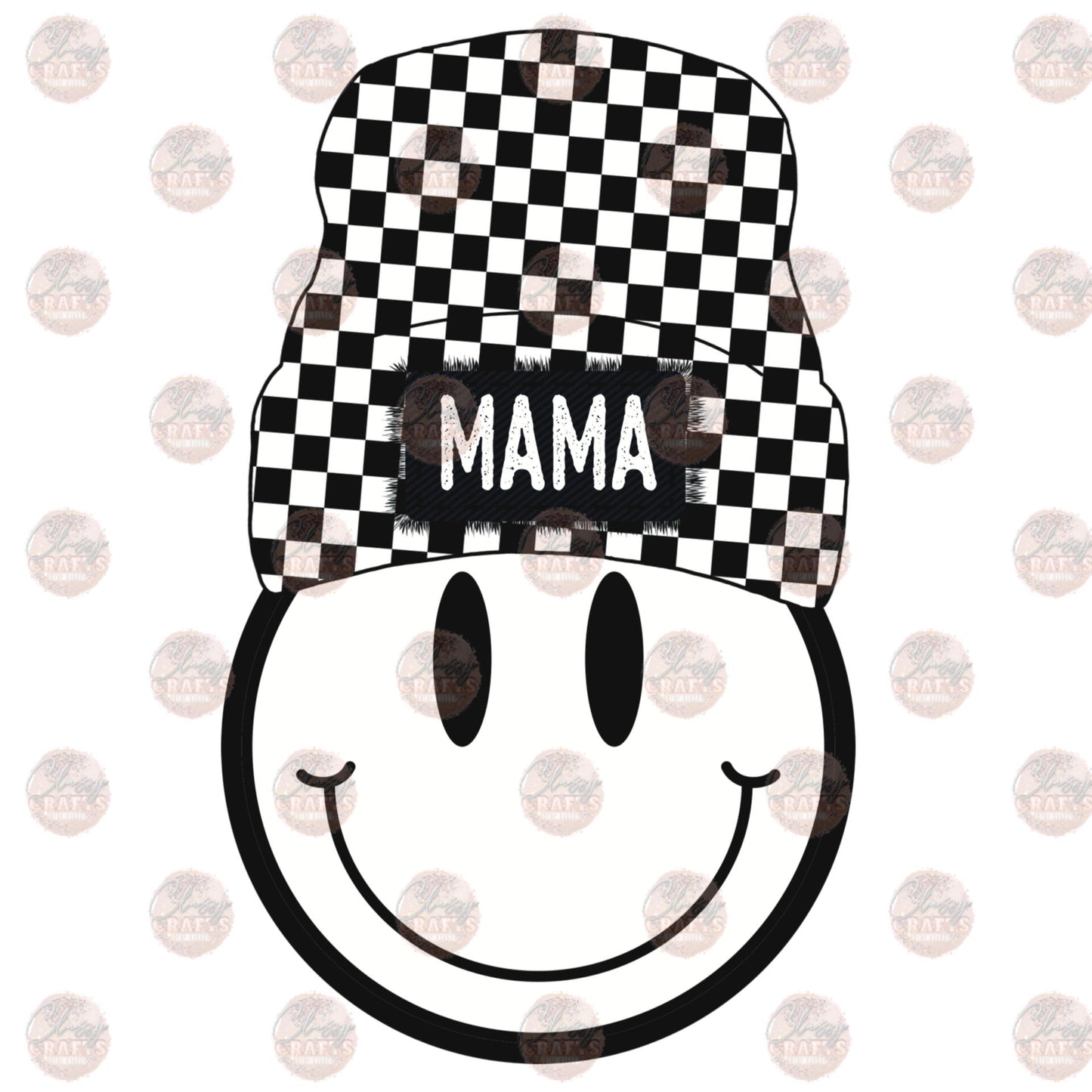 Mama Checker Smiley Beanie Transfer