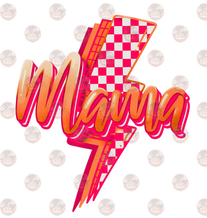 Mama Checkered Bolt Orange Transfer