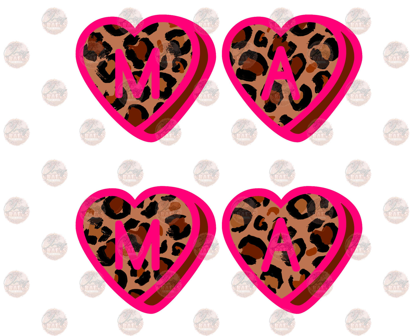 Mama Leopard Hearts Transfer