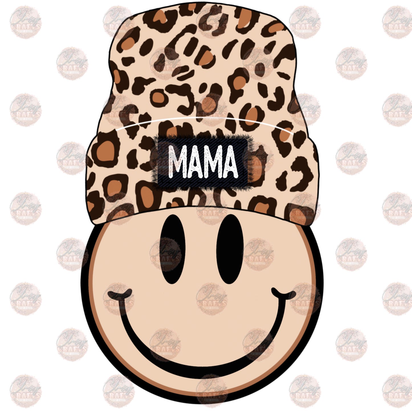 Mama Leopard Smiley Beanie Transfer