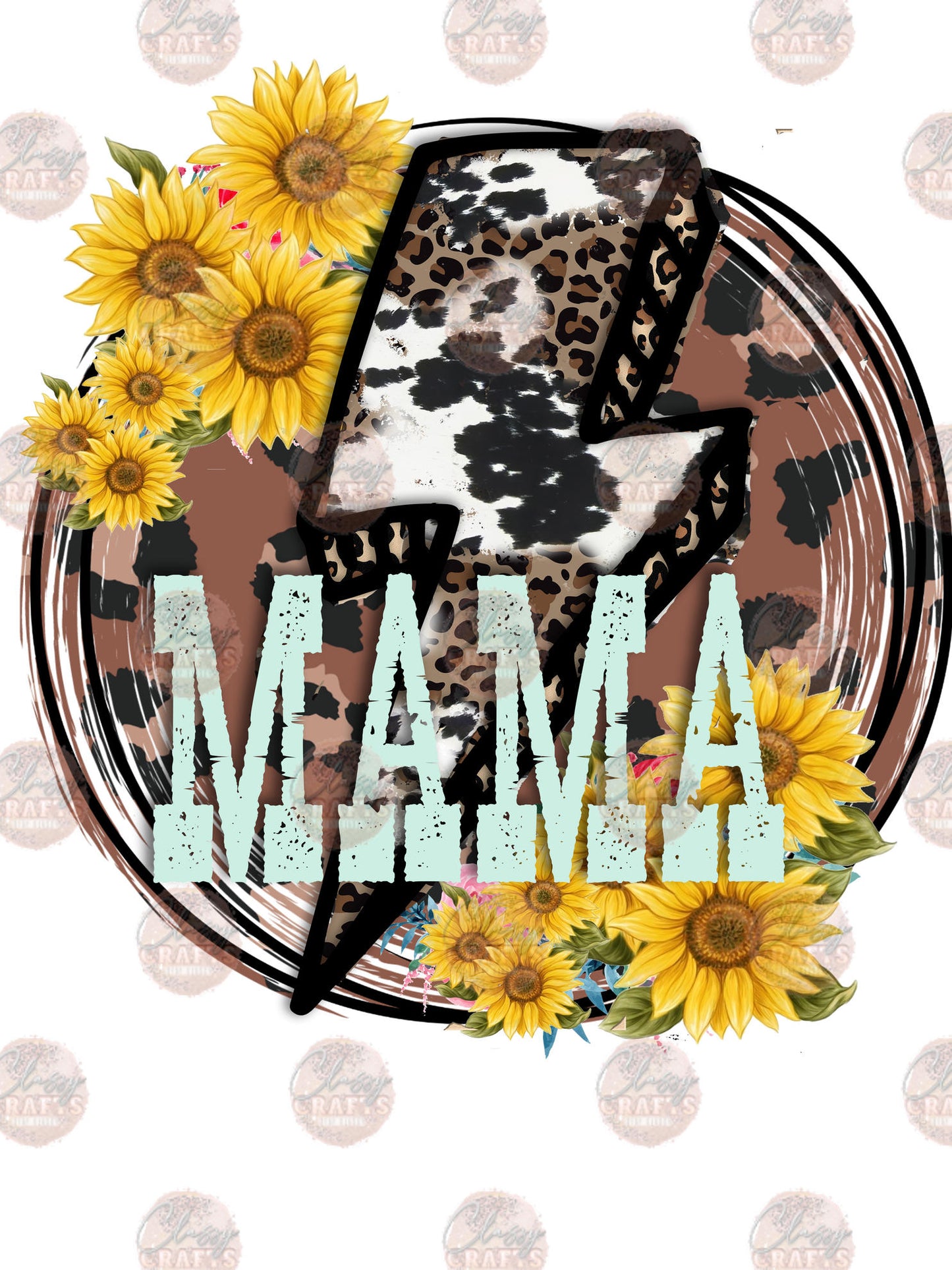 Mama With Bolt & Sunflowers Transfer