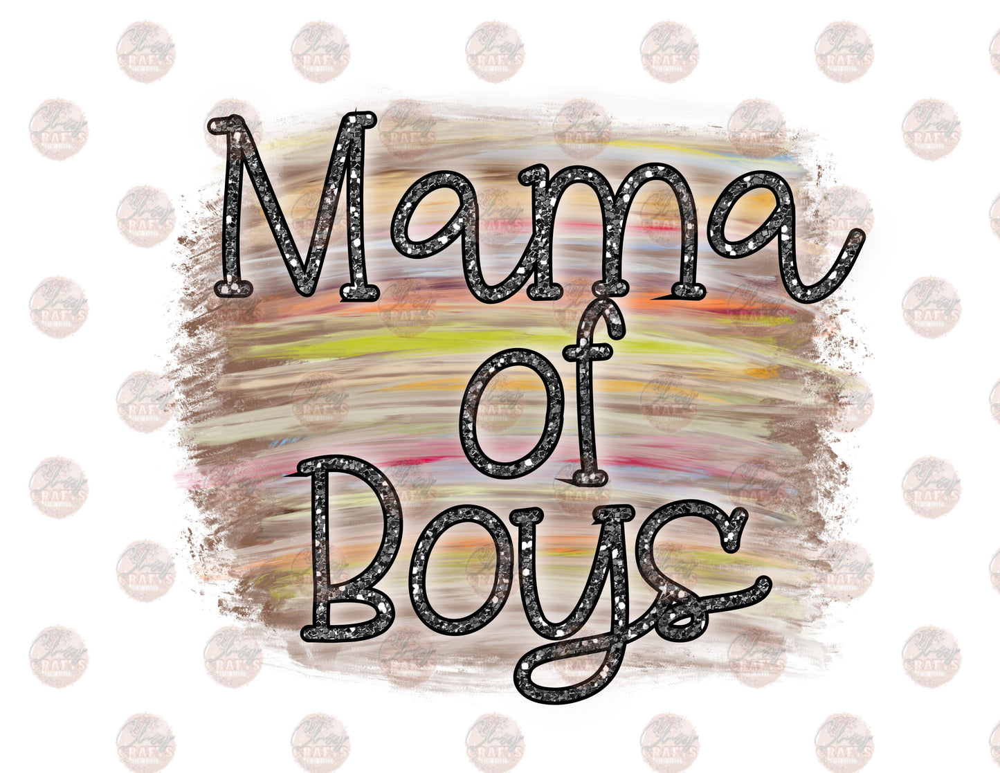 Mama of Boys Silver Glitter Transfer