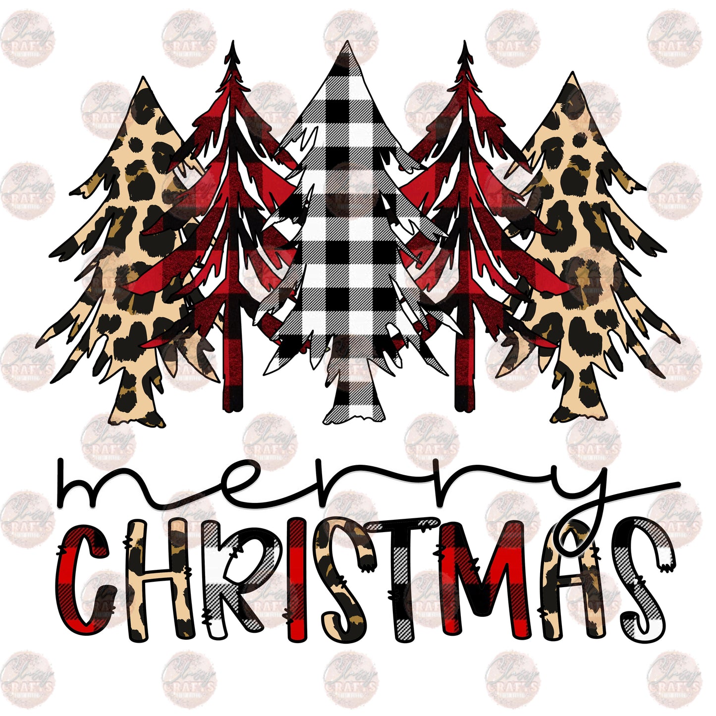 Merry Christmas- Leopard & Plaid Transfer