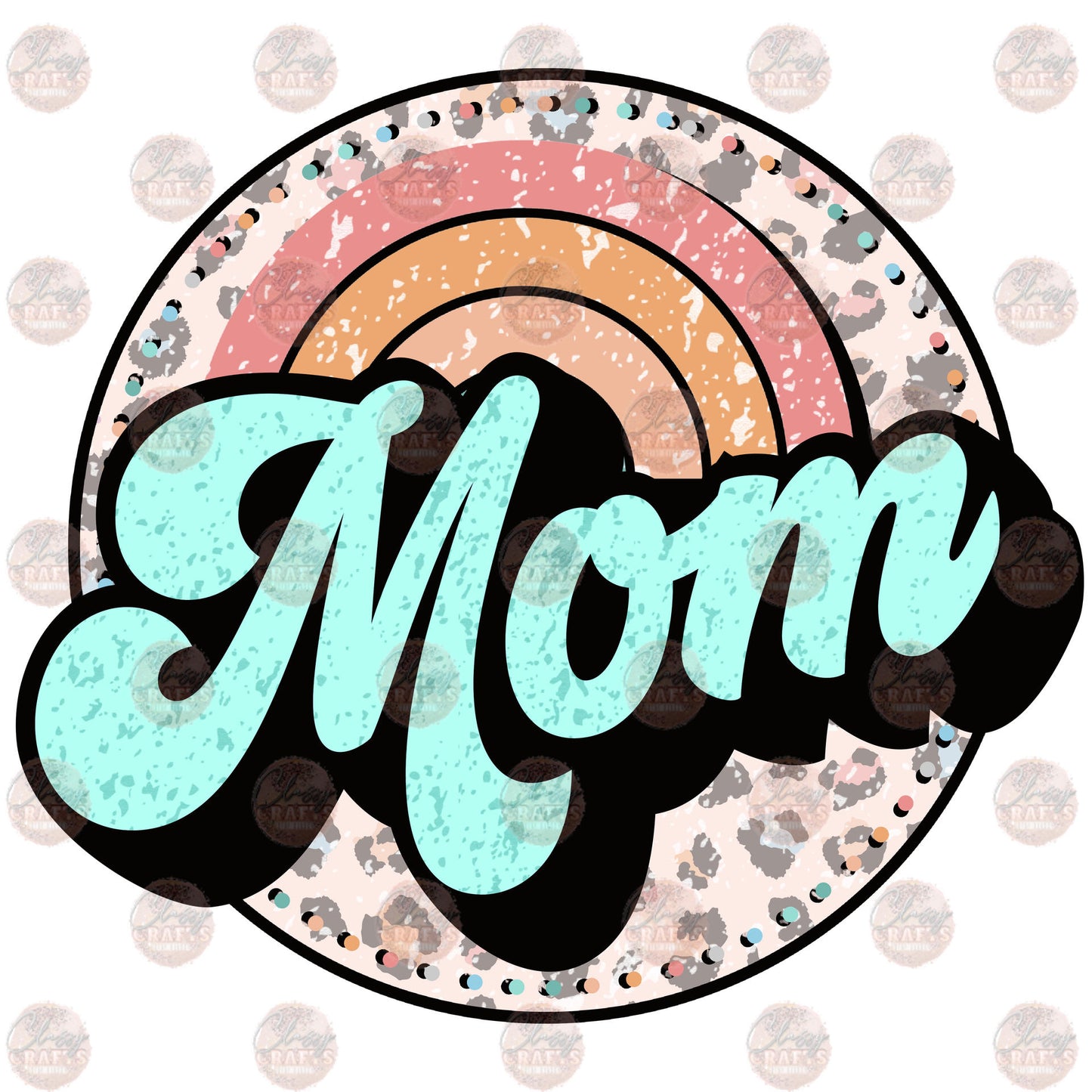 Mom Retro Rainbow Transfer