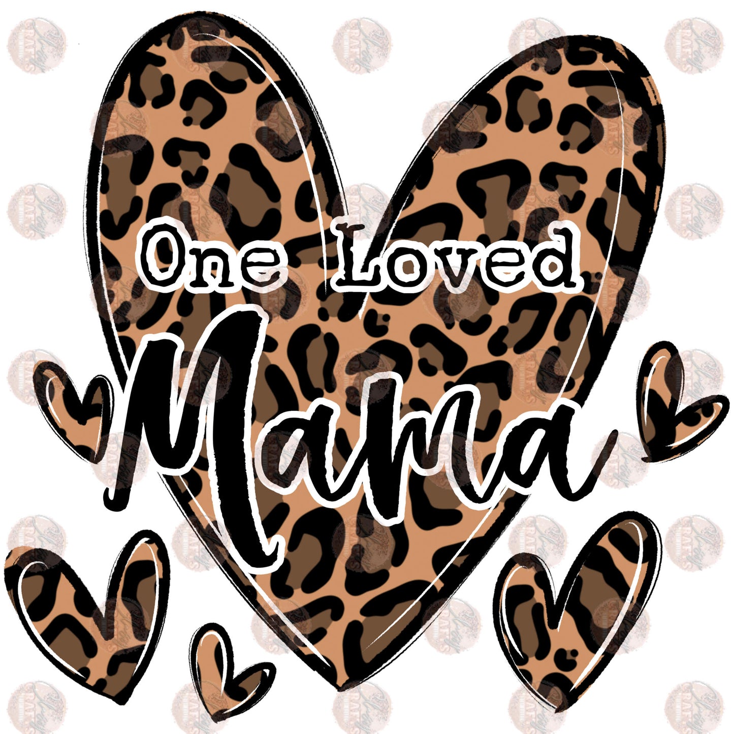 One Loved Mama Leopard Hearts Transfer