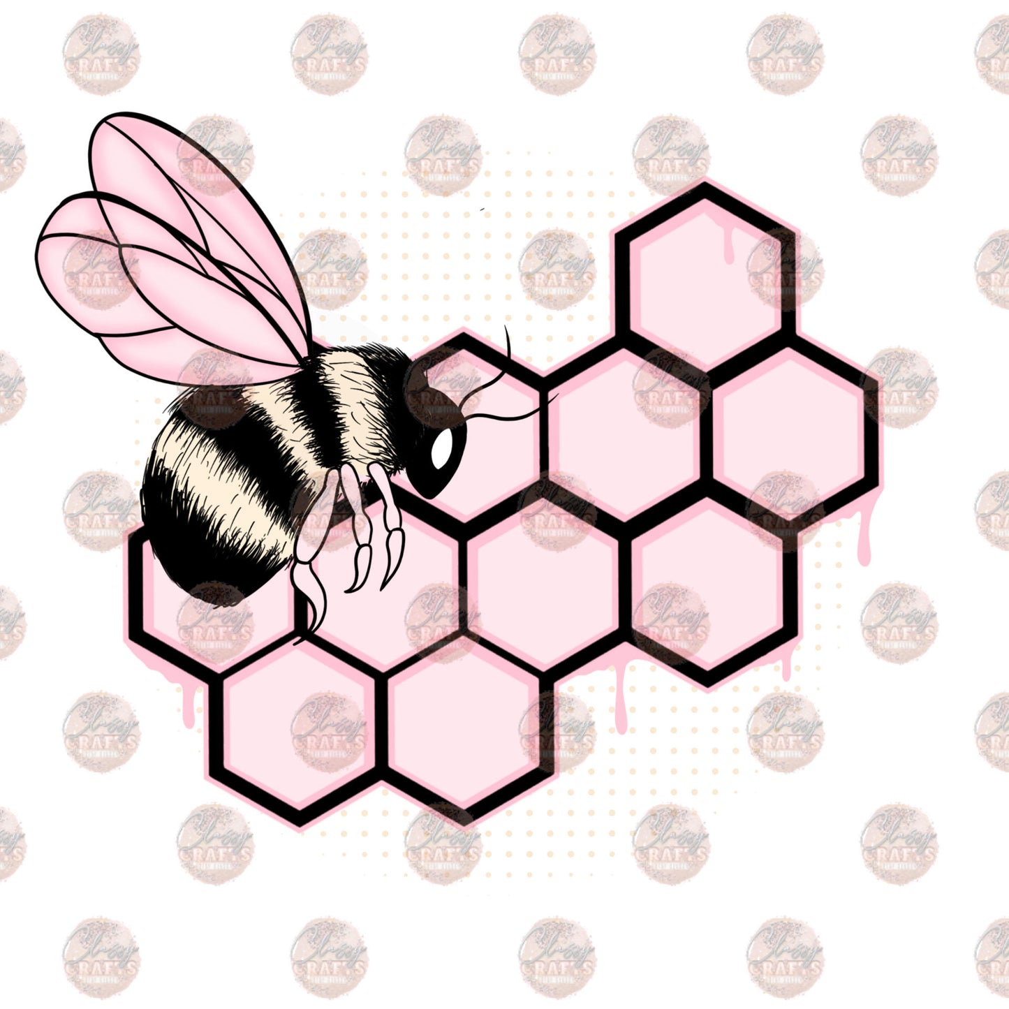 Pink Bee Honeycomb - Sublimation Transfer