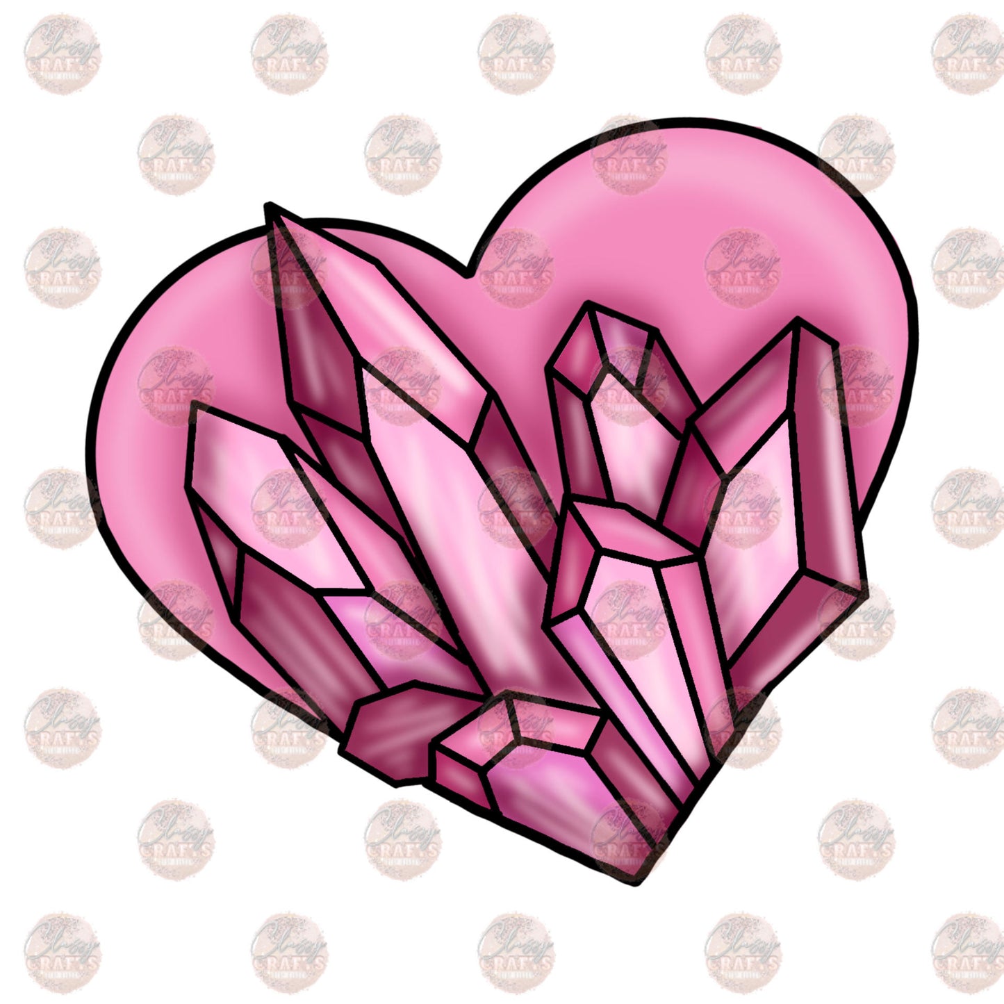 Pink Crystal Heart Transfer