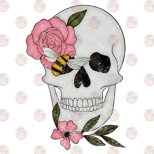 Pink Flower Skull - Sublimation Transfer