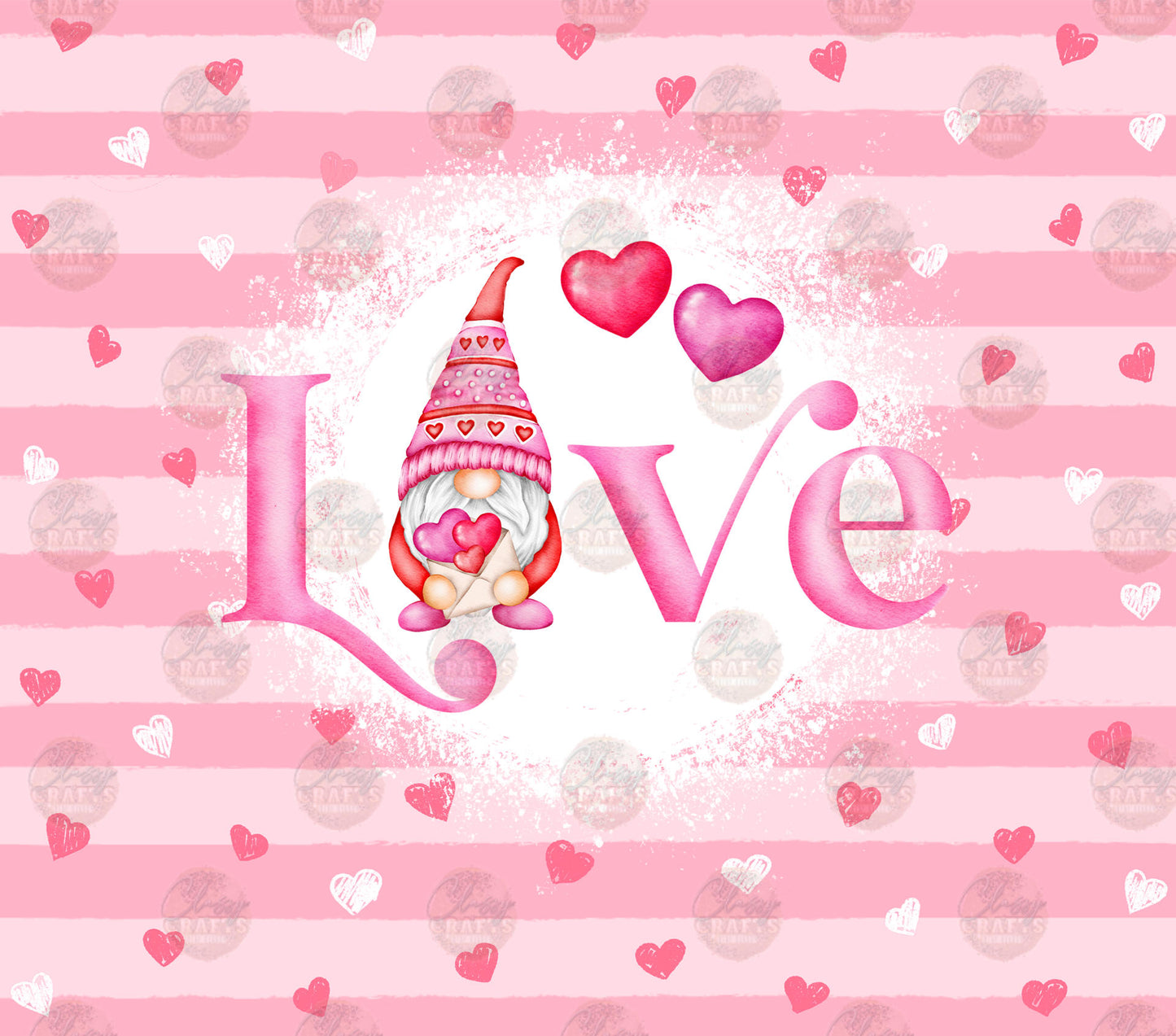 Pink Gnome Love Tumbler Wrap - Sublimation Transfer