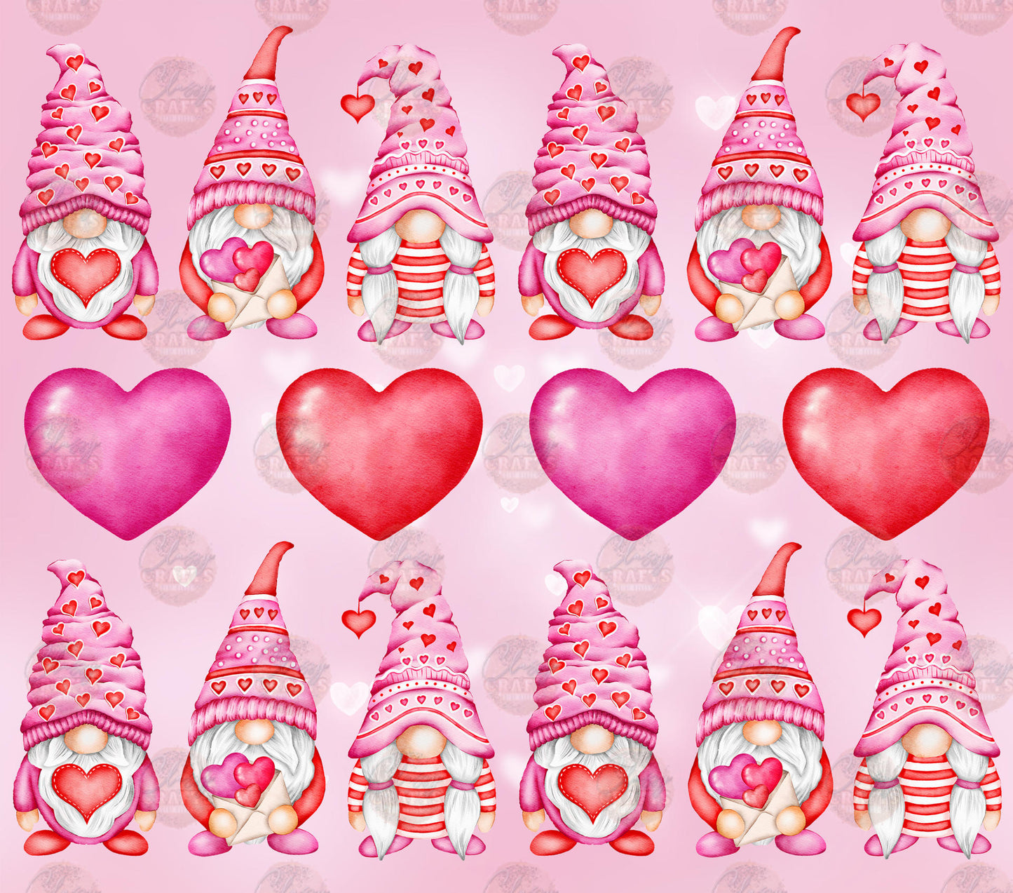 Pink Gnome Pattern 1 Tumbler Wrap - Sublimation Transfer