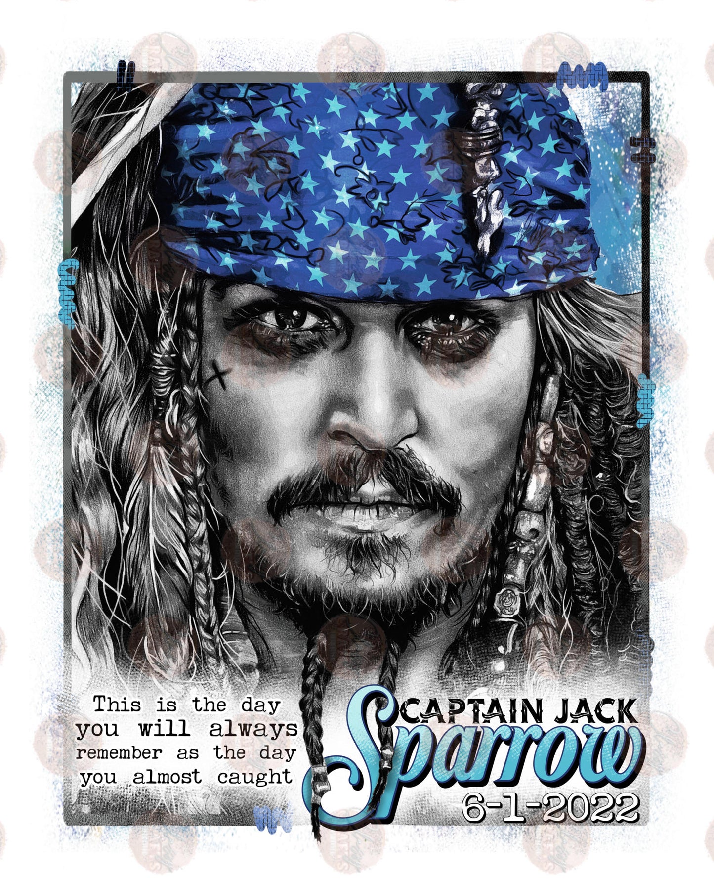 Pirate Blue with Date- Sublimation Transfer