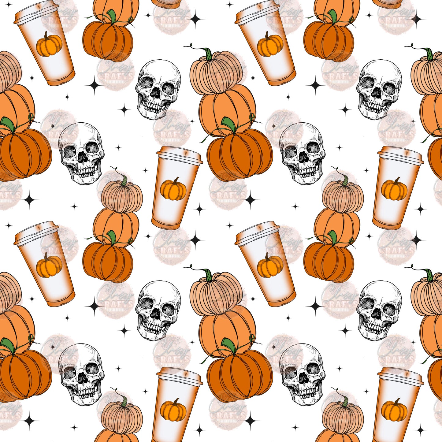 Pumpkin Skellie Seamless Wrap - Sublimation Transfer