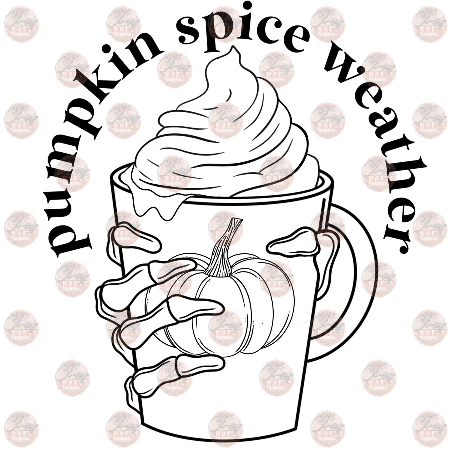 Pumpkin Spice Skelly B&W -Sublimation Transfer