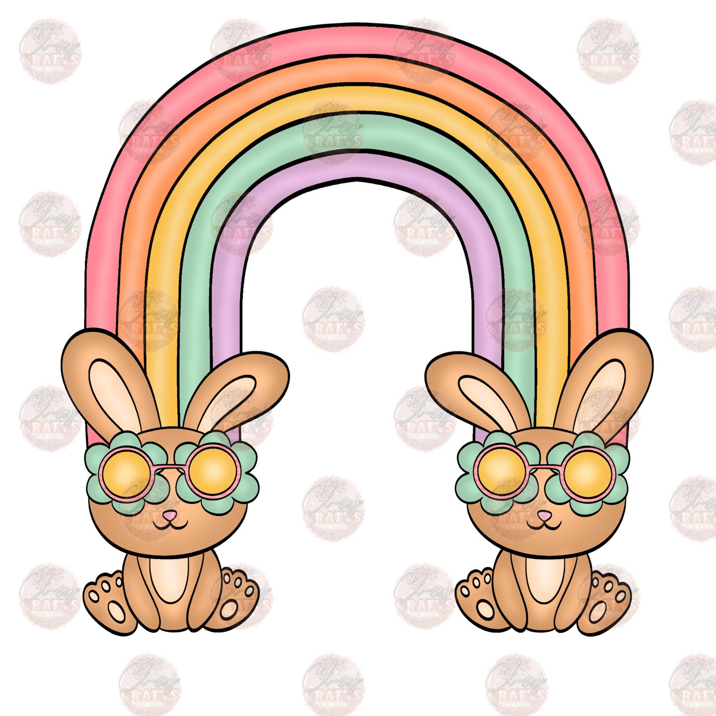 Rainbow Bunny Boho Transfer