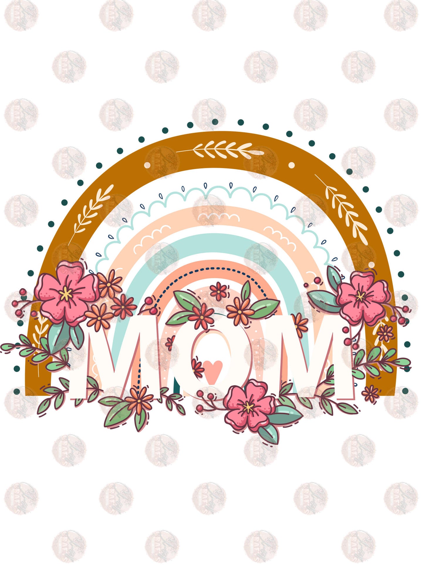 Rainbow Mom Floral Boho Transfer