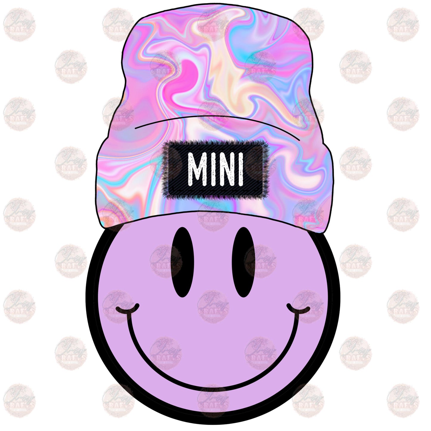 Rainbow Mini Beanie Smiley - Sublimation Transfer