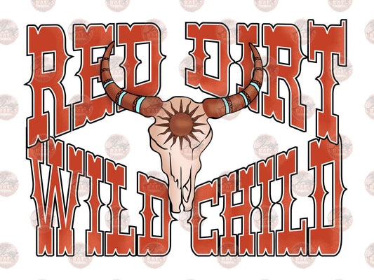 Red Dirt Wild Child Bull Skull - Sublimation Transfer