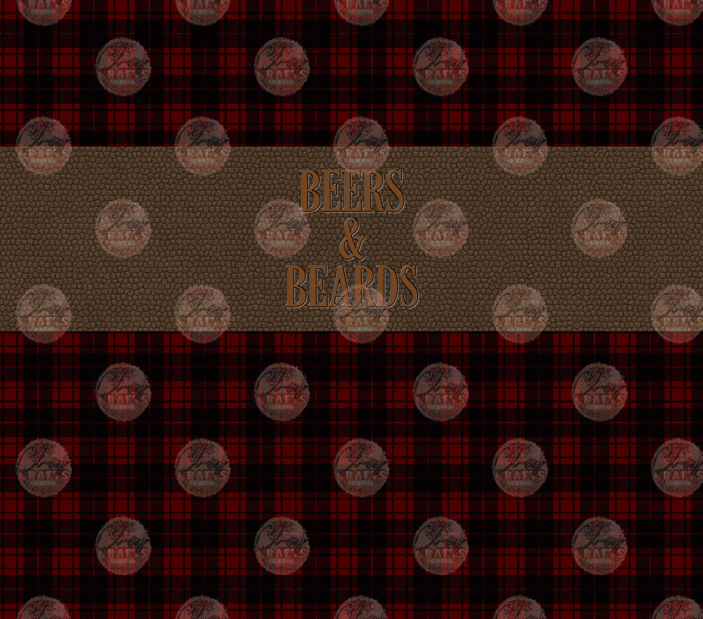 Red Plaid Beers and Beards Tumbler Wrap - Sublimation Transfer