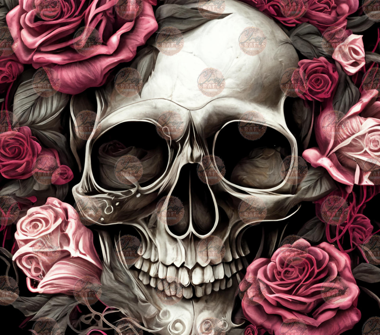 Rose Skull Tumbler Wrap - Sublimation Transfer