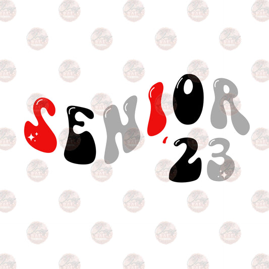 Senior- 23 Red Black Silver - Sublimation Transfer