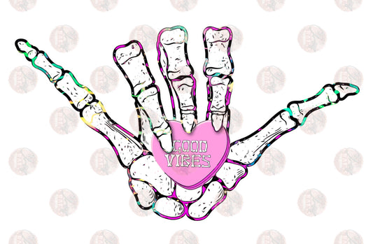 Skelly Hand Good Vibes /Pink - Sublimation Transfer