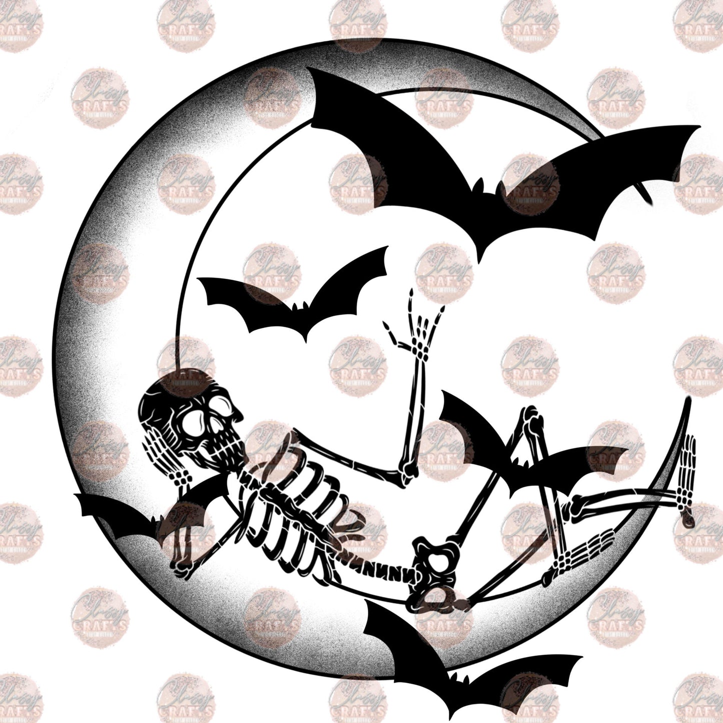 Skelly Moon & Bats - Sublimation Transfer