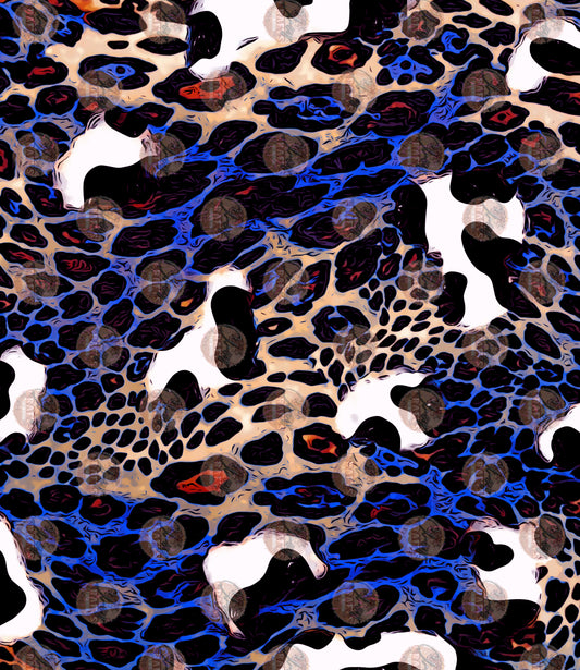 Leopard Sleeve/ Blue Red Yellow- Sublimation Transfer