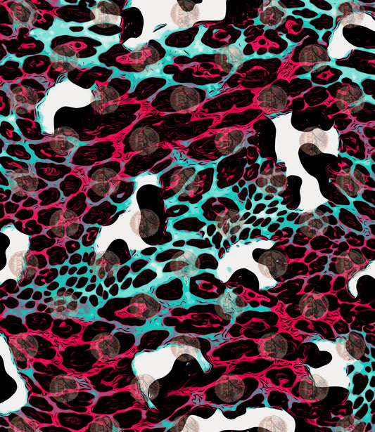 Leopard Sleeve/ Turquoise Pink-Sublimation Transfer
