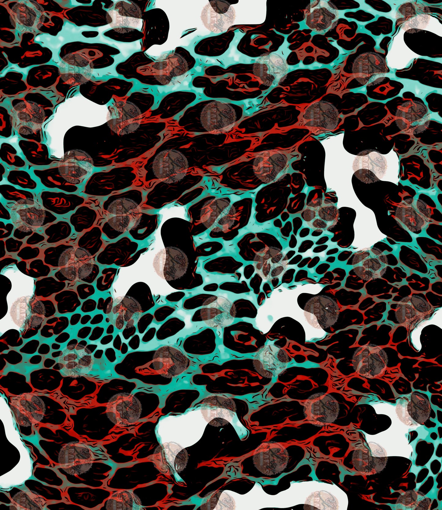 Leopard Sleeve/ Turquoise Red- Sublimation Transfer