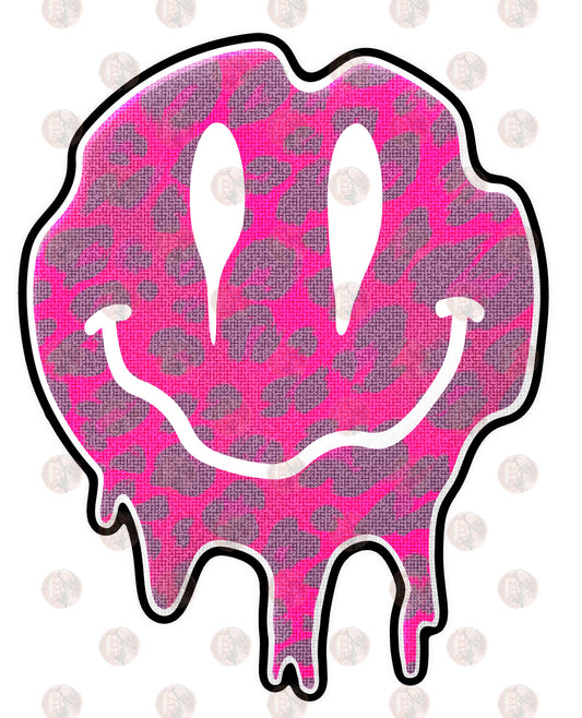 Smiley Drip Pink Cheetah - Sublimation Transfer