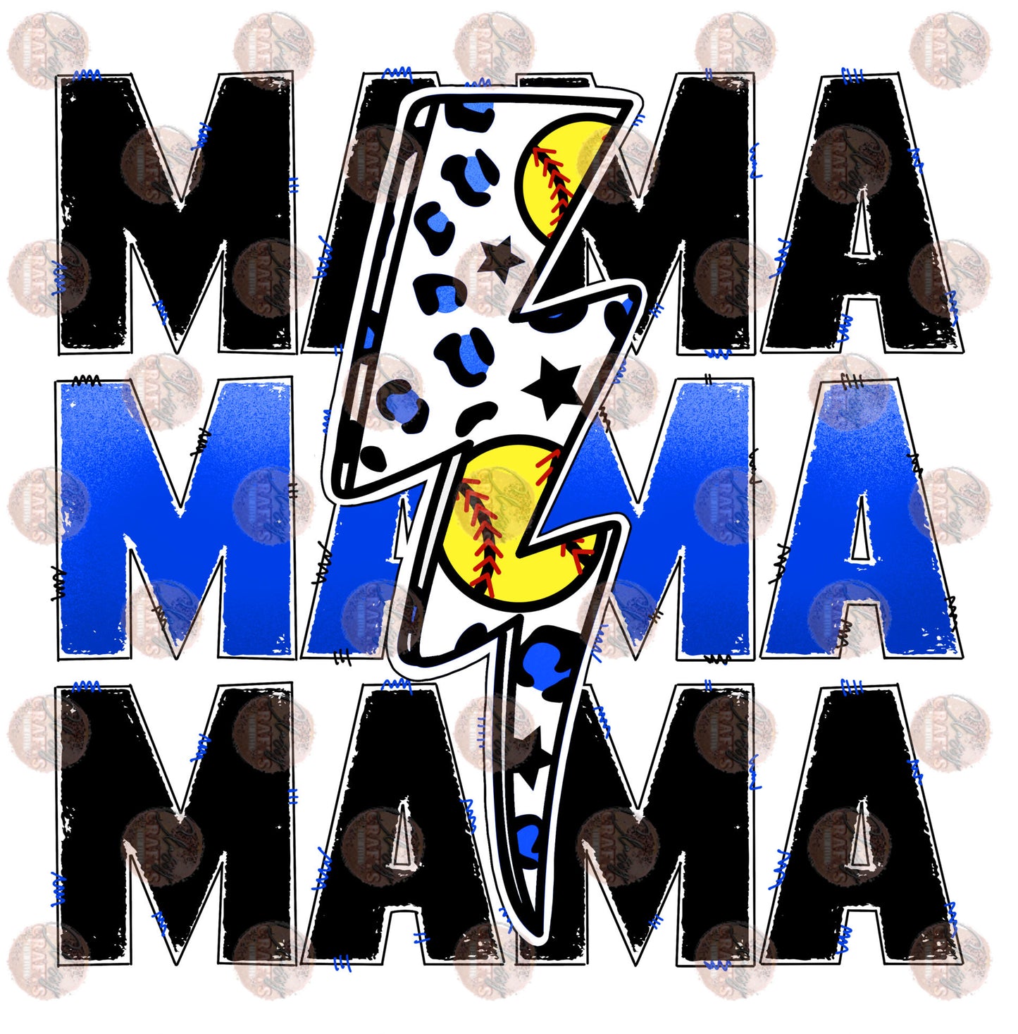 Softball Mama Blue Transfer
