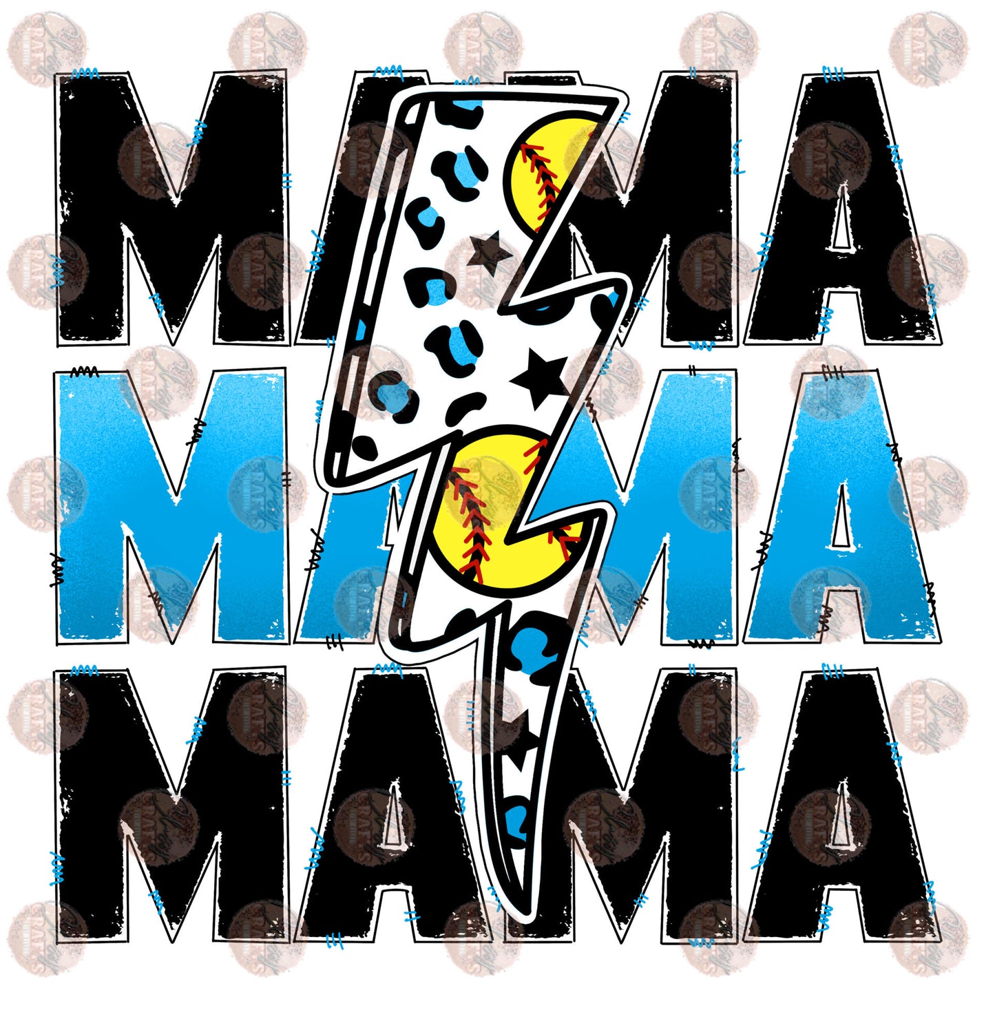 Softball Mama Light Blue Transfer