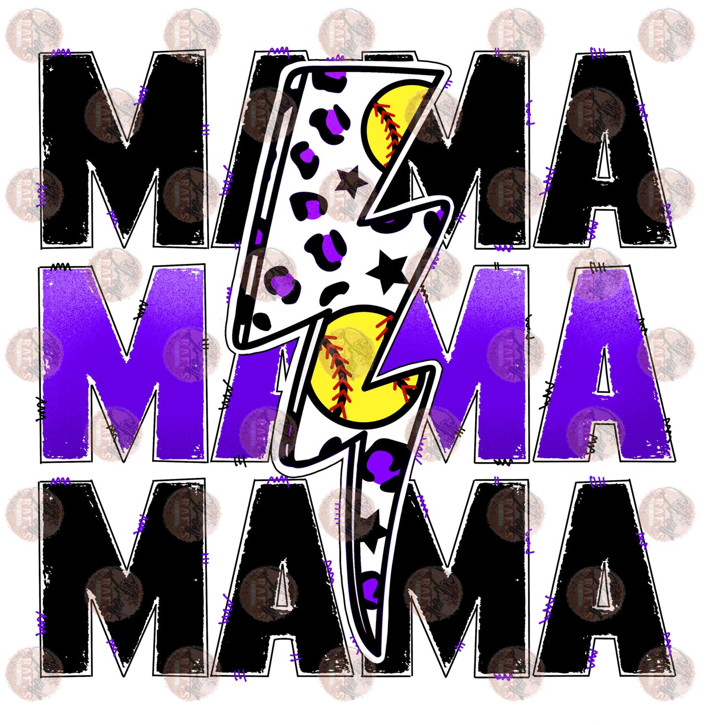 Softball Mama Purple Transfer
