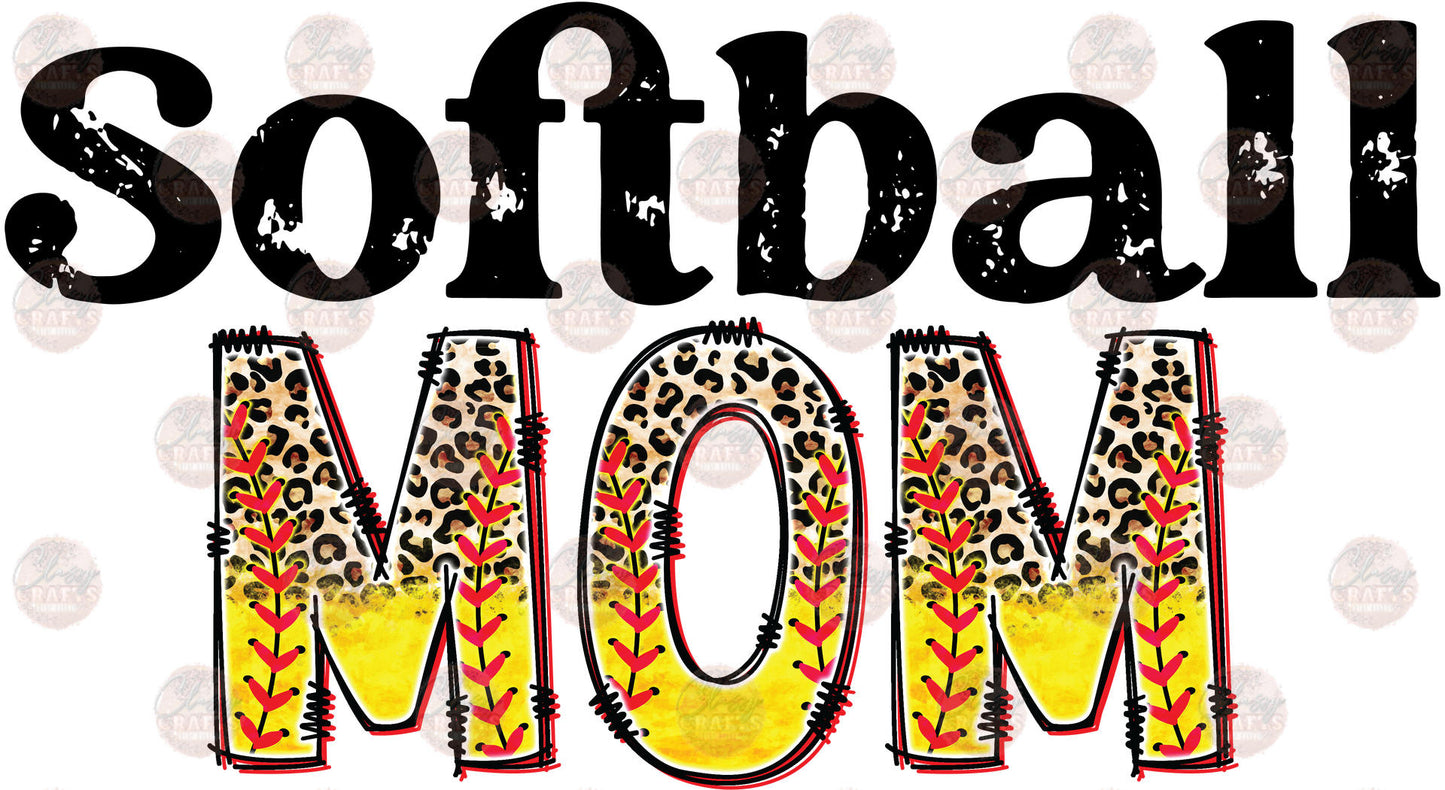 Softball Mom Half Leopard Transfer