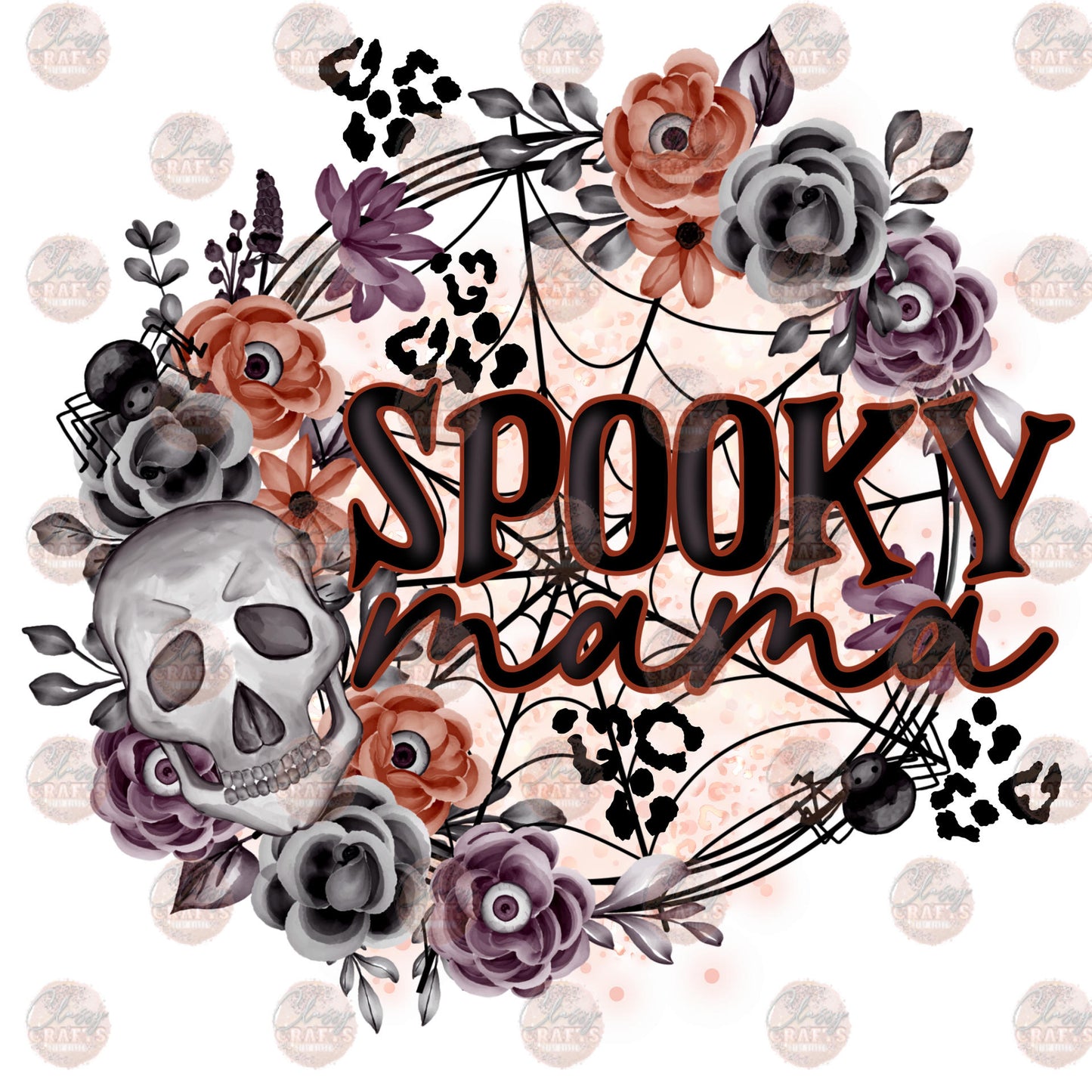 Spooky Mama Floral Web Transfer