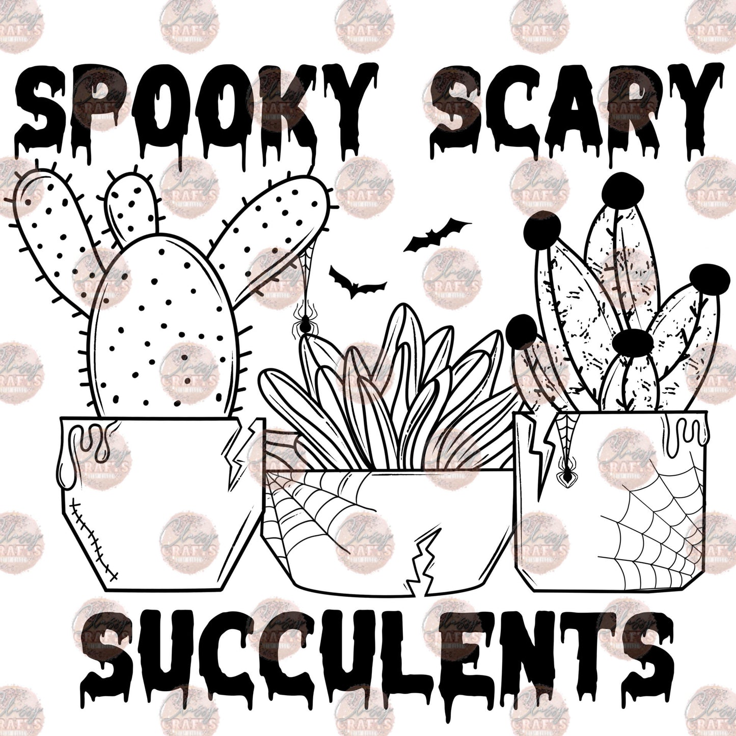 Spooky Scary Succulents Transfer