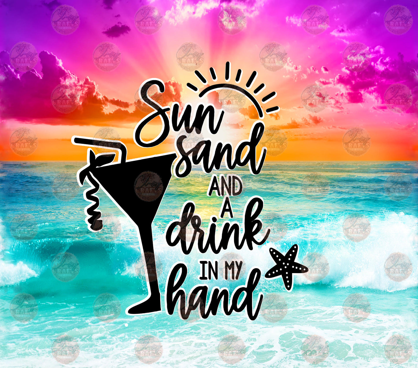 Sun And Sand Tumbler Wrap - Sublimation Transfer