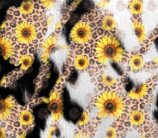 Sunflower Cowhide Cheetah Tumbler Wrap - Sublimation Transfer