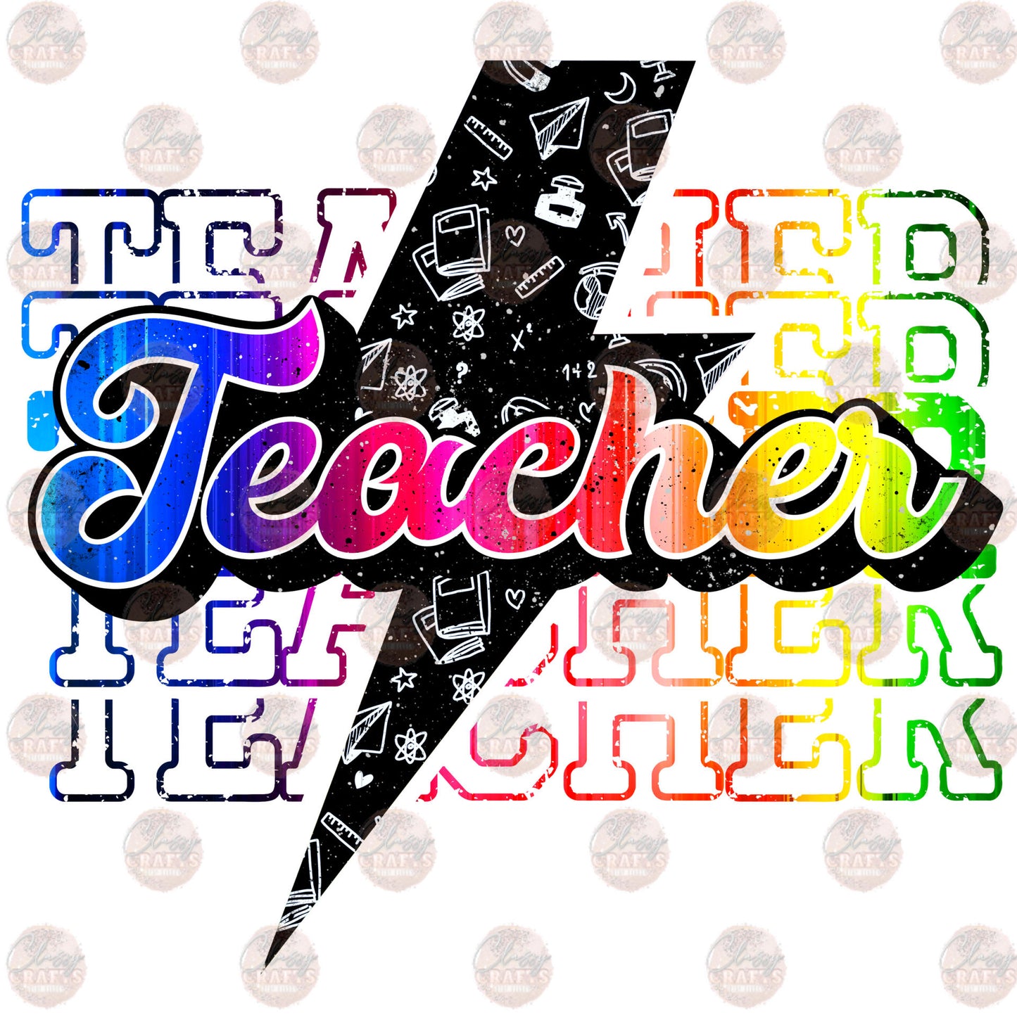 Teacher Bolt Neon Transfer